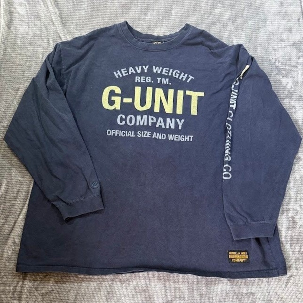 G-Unit Heavy Weight Long Sleeve Graphic T-Shirt Navy Blue Mens 3XL Gorilla Unit